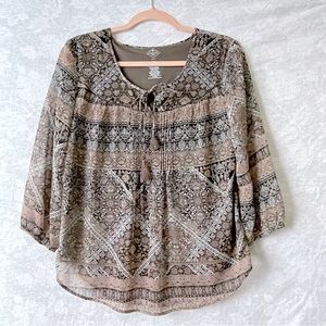 St. John’s Bay Brown & Pink Blouse Size Petite Small